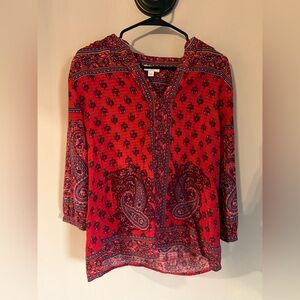 J. Jill Red Paisley Blouse